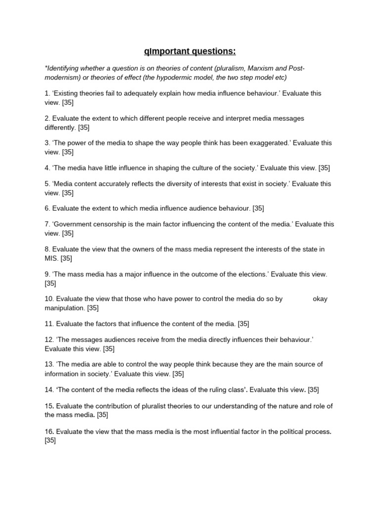 Imp Qs Media | PDF | Human Communication | Communication