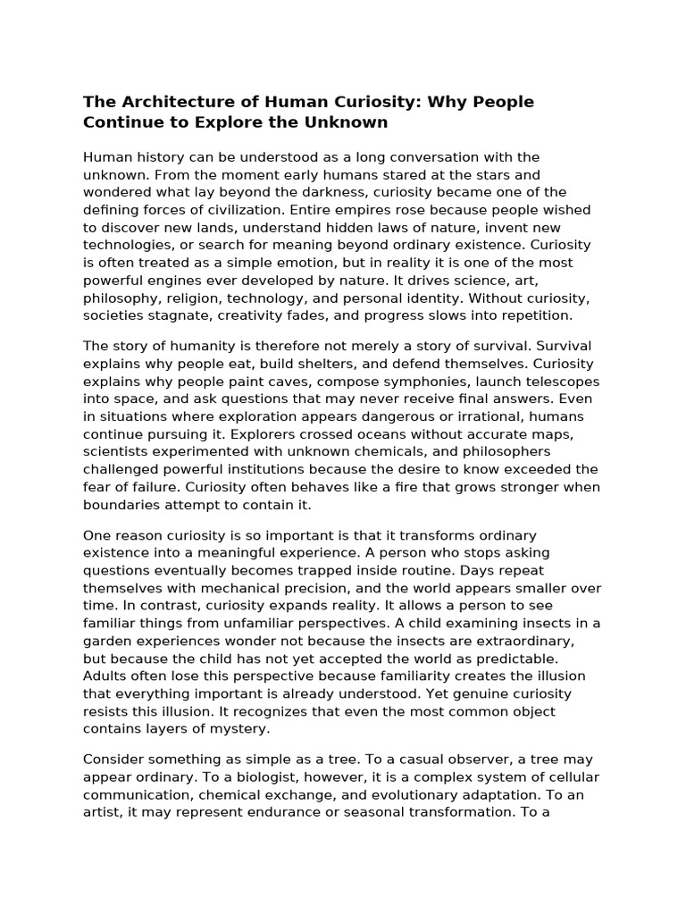 Human Curiosity and Exploration | PDF | Curiosity | Science