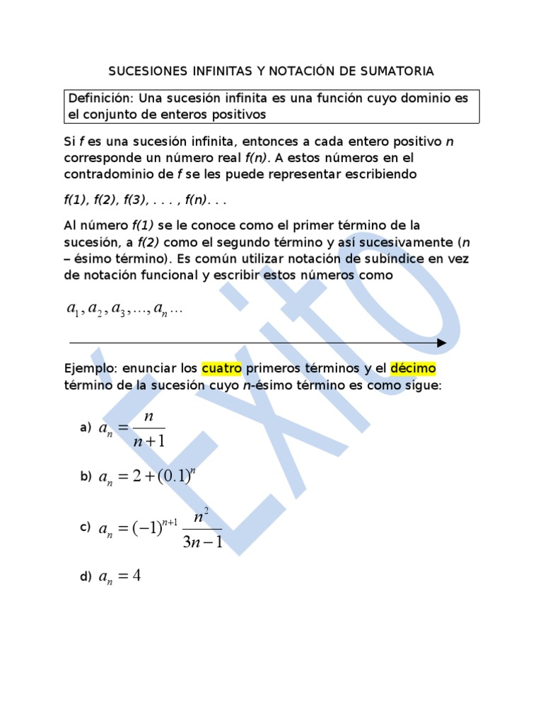 Sucesiones Infinitas y Notación de Sumatoria [Marcel] | Secuencia | Suma