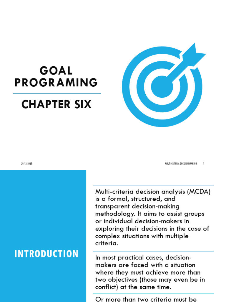 Chapter Six Goal Programming Modles | PDF | Analysis | Applied Mathematics
