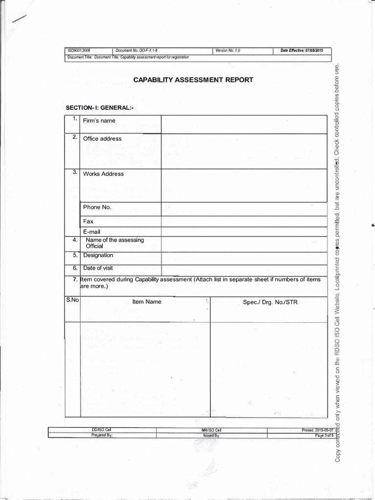 Capability Assessment Report Format | PDF