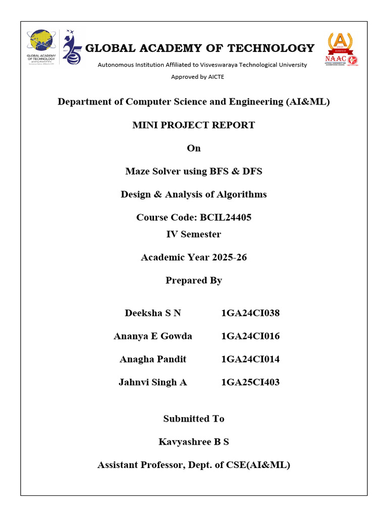 DAA Mini Project Report | PDF | Computing | Applied Mathematics