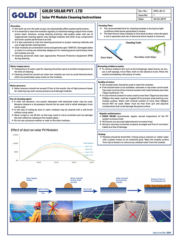Modules Cleaning Instructions | PDF | Water | Photovoltaic System