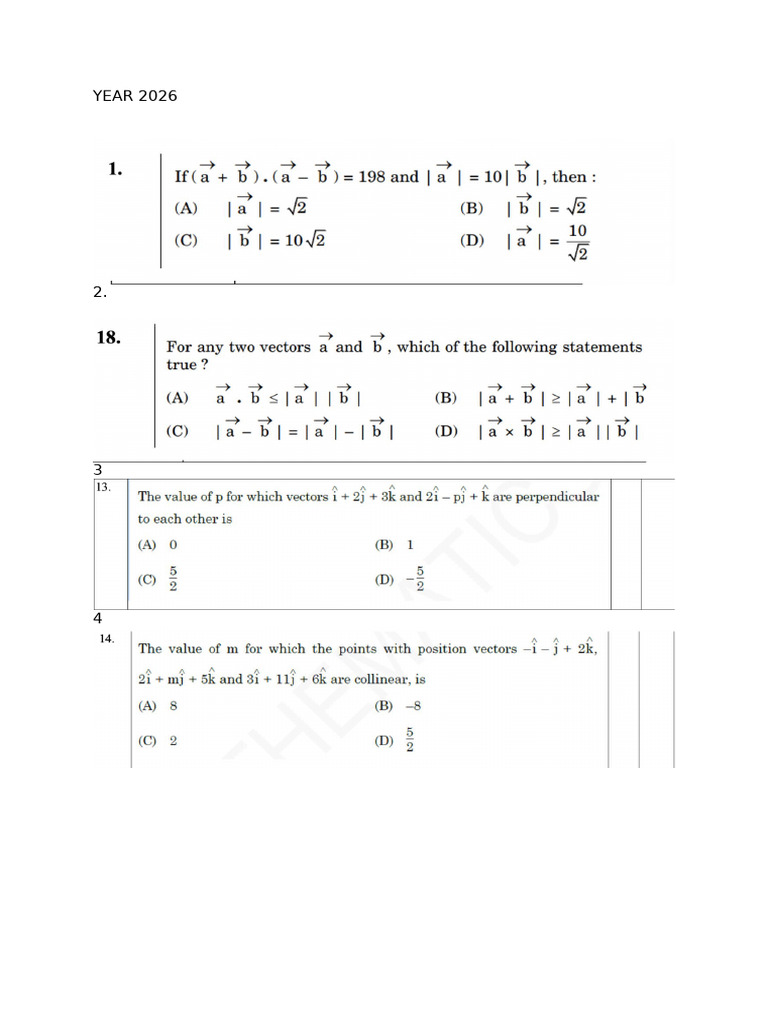 PYQ (23-26)VECTORS | PDF