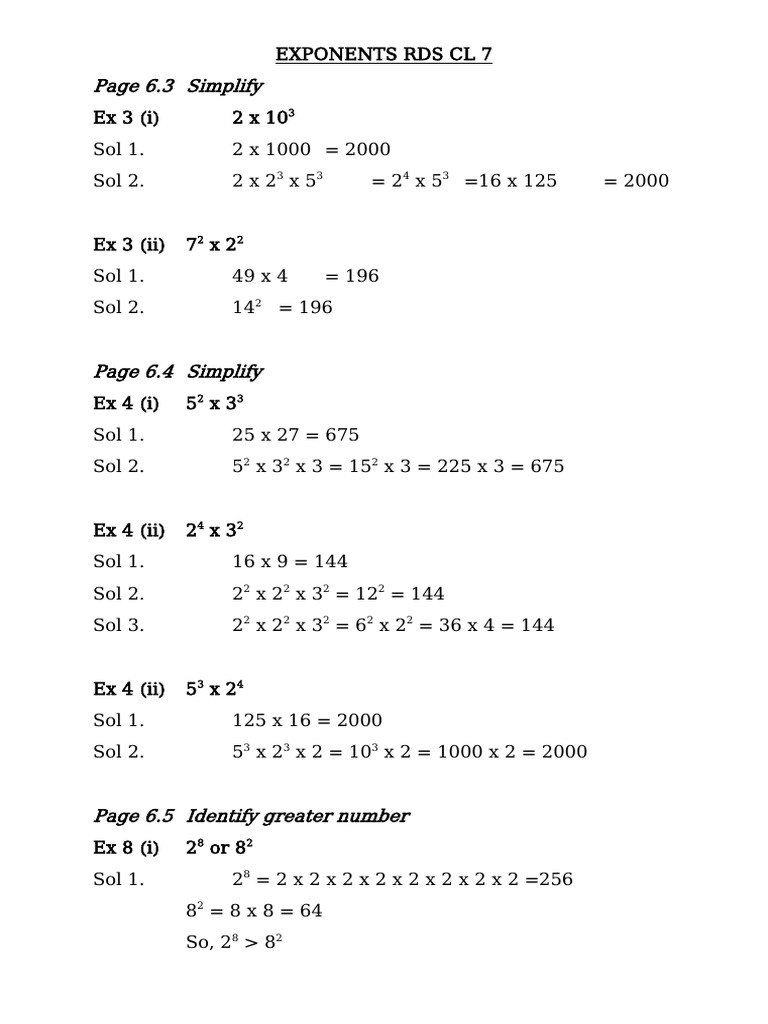 Exponent Notes Rds Rsa Exem Cl 7 | PDF | Mathematical Concepts ...