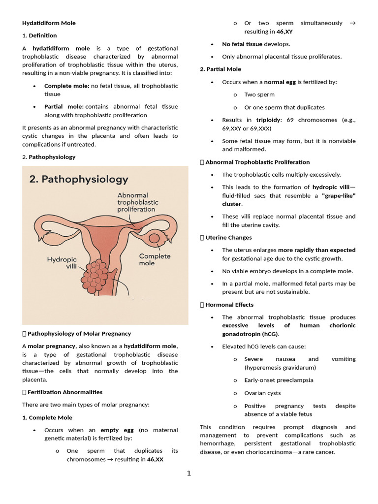 4th Lecture Hydatidiform Mole | PDF | Obstetrics | Reproductive System
