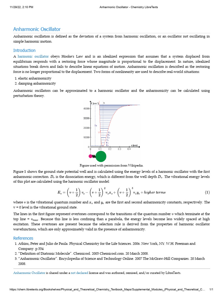 Anharmonic Oscillator - Chemistry LibreTexts_093124 | PDF | Oscillation ...