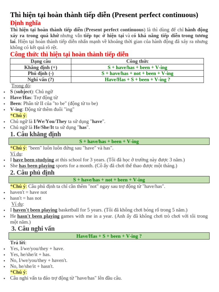 4.Present Per Fect Continuous | PDF