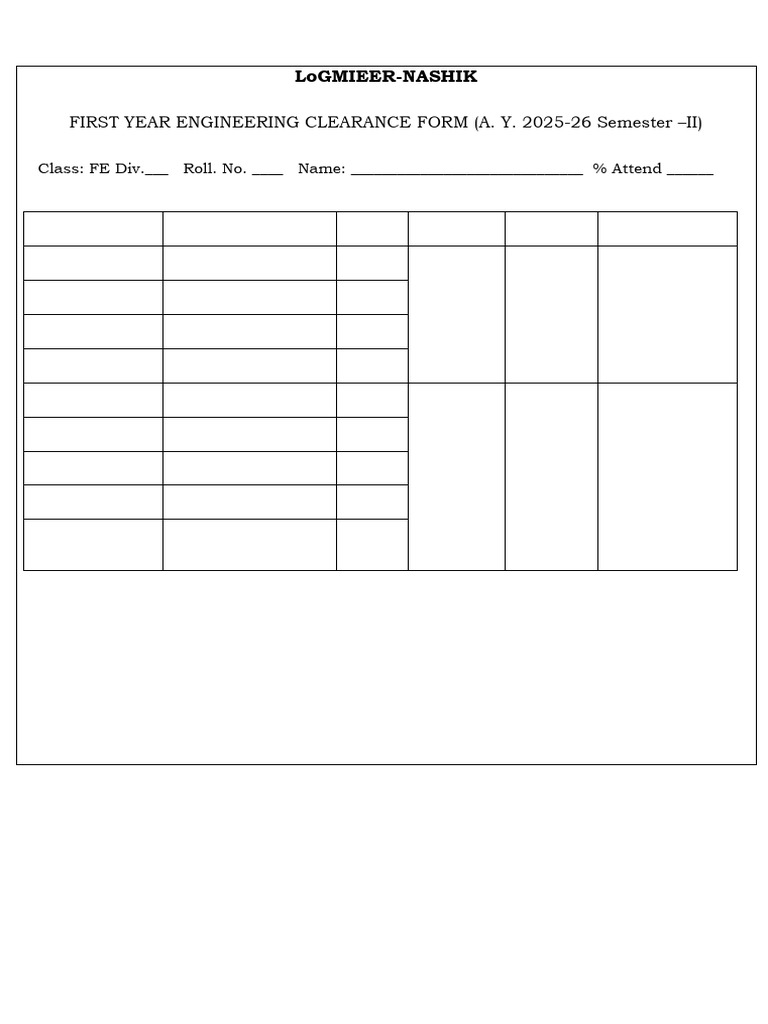 FE Clearance Form_REV (1) | PDF