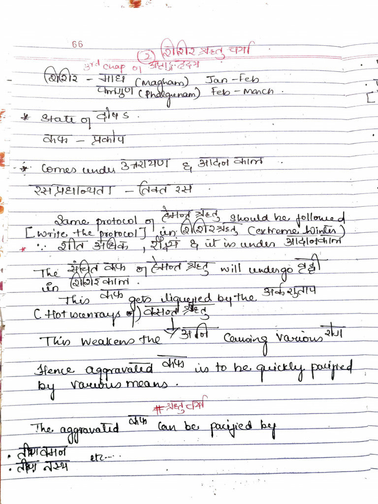 Shishira Rutu Charya Notes | PDF