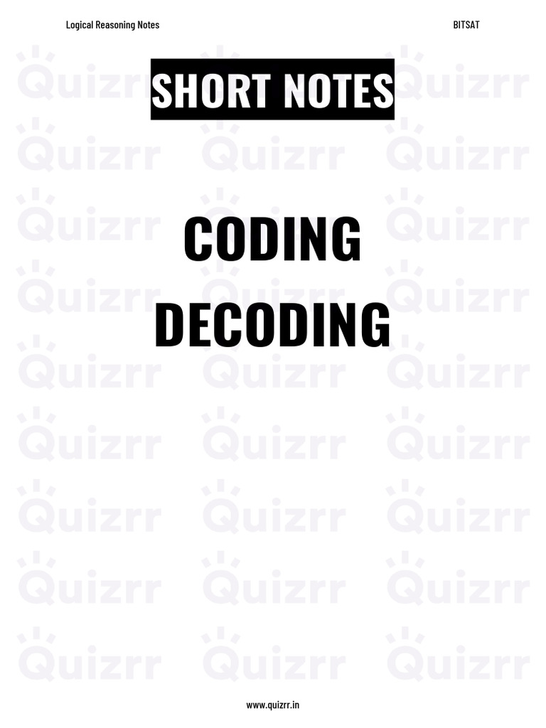 Logical Reasoning - Coding Decoding - Logical Reasoning - Coding ...