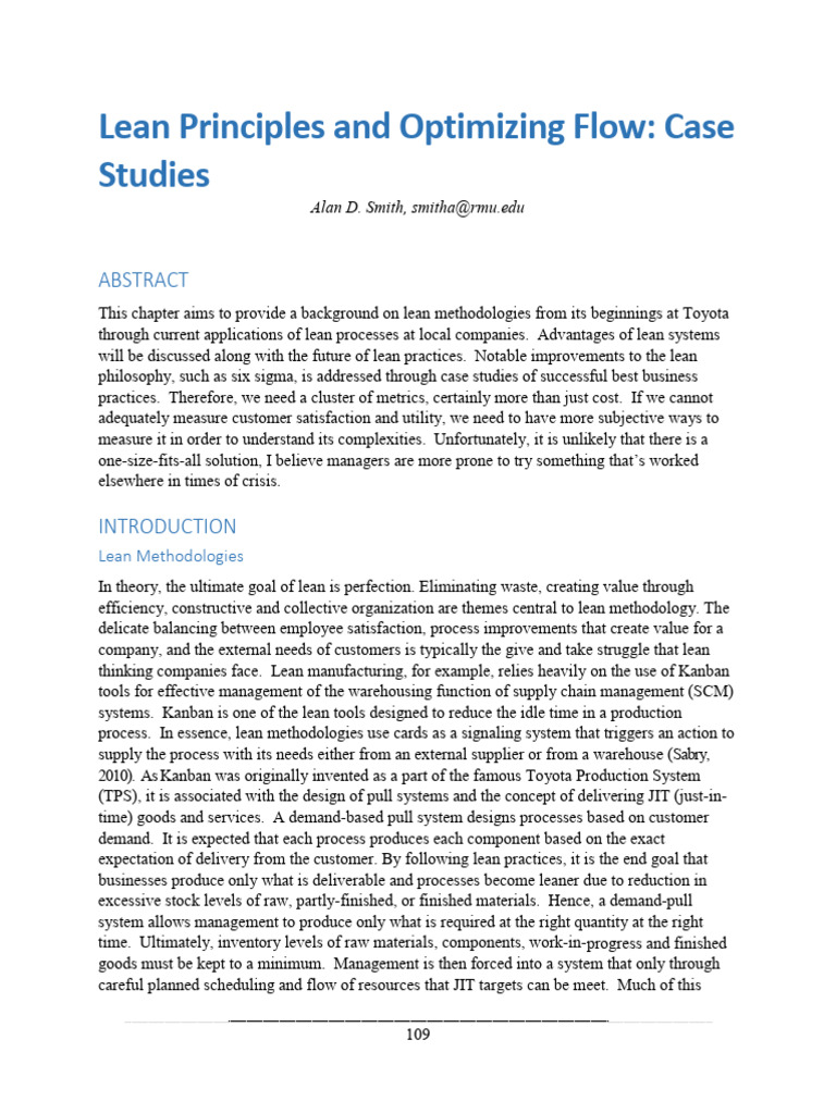 Lean Principles and Optimizing Flow_ Case Studies | PDF | Lean ...