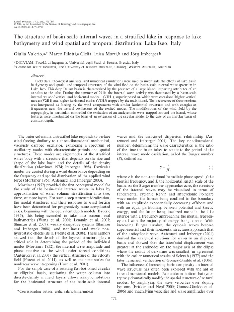 The Structure of Basin Scale Internal Waves in a s | PDF | Normal Mode ...