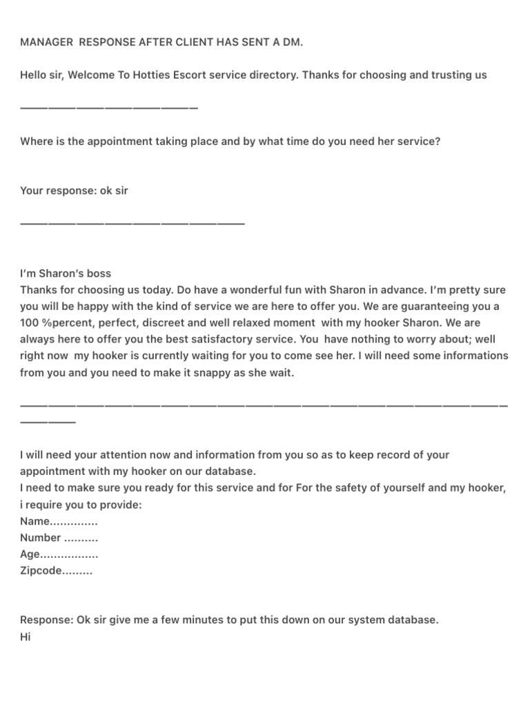 MANAGER RESPONSE AFTER CLIENT HAS SENT A DM. | PDF