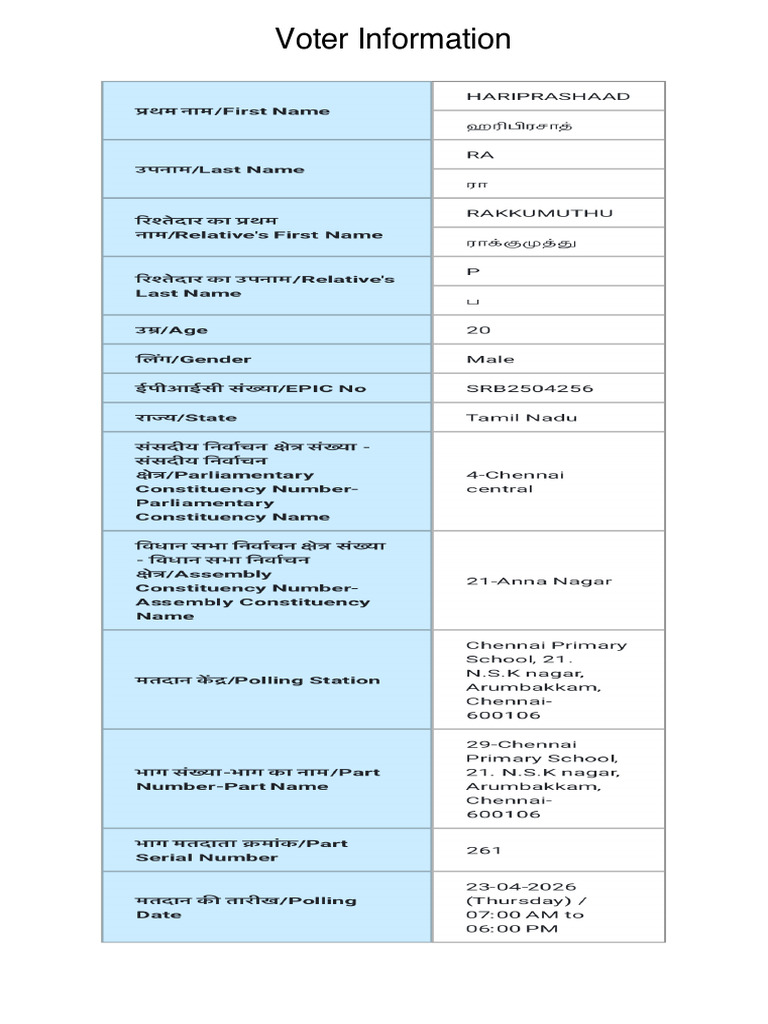 Vote Slip 2026 | PDF