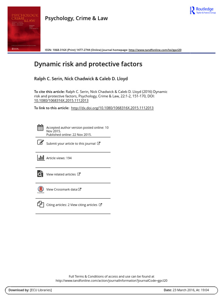 Dynamic Risk and Protective Factors | PDF | Causality | Risk