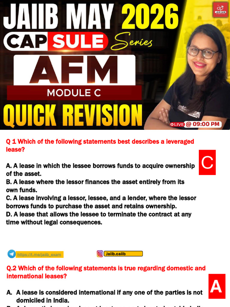 JAIIB AFM May 2026 Module C PDF | PDF | Bonds (Finance) | Lease