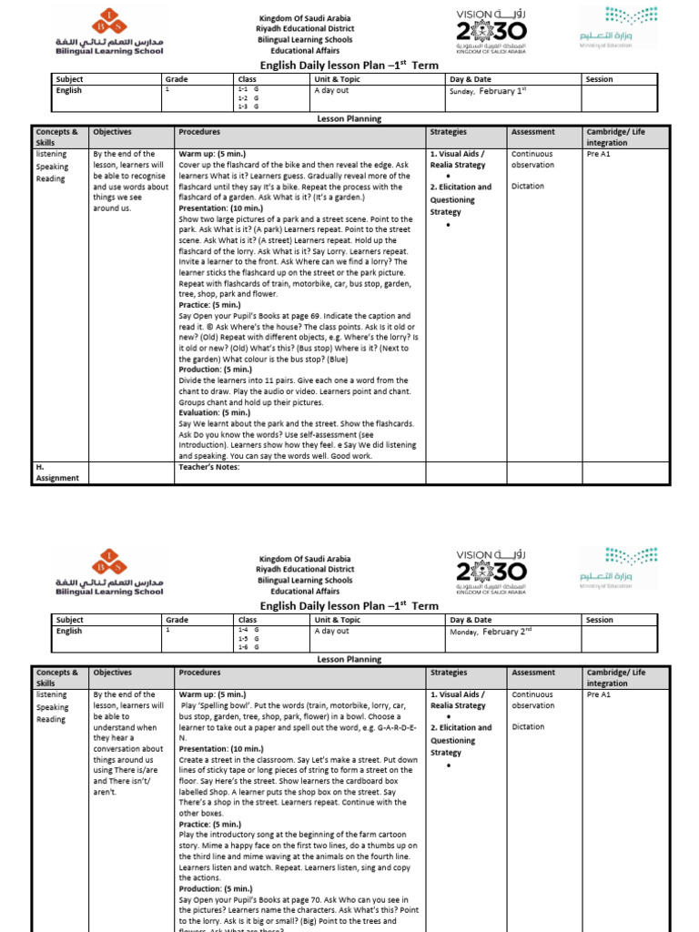 Lesson Plan Grade 1 Week 3 | PDF | Lesson Plan | Learning