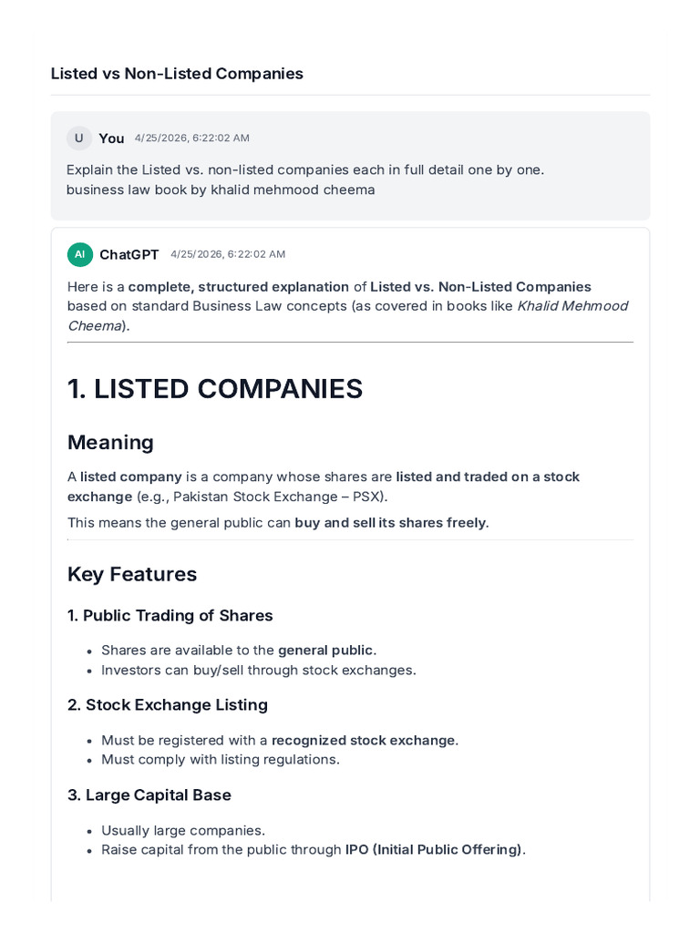 Listed+vs+Non Listed+Companies | PDF | Audit | Stocks