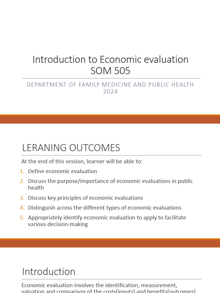 SOM 505_notes_Introduction to Economic Evaluation_2025 | PDF | Economies