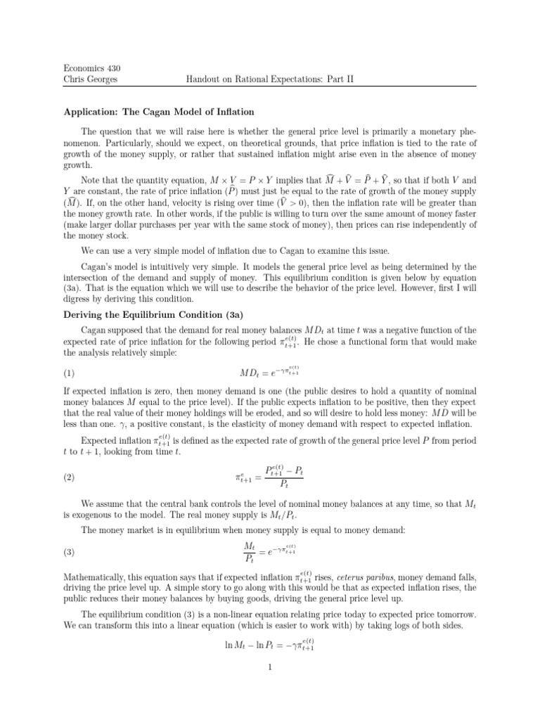 Rational Expectations Part2 Cagan Model | PDF | Inflation | Rational ...