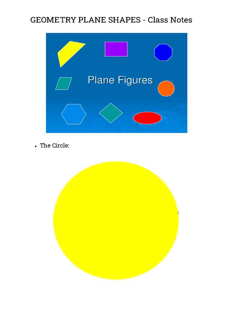 Geometry Plane Shapes - Class Notes | PDF