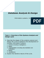 Database Analysis & Design: Information Systems: Unit Checklist