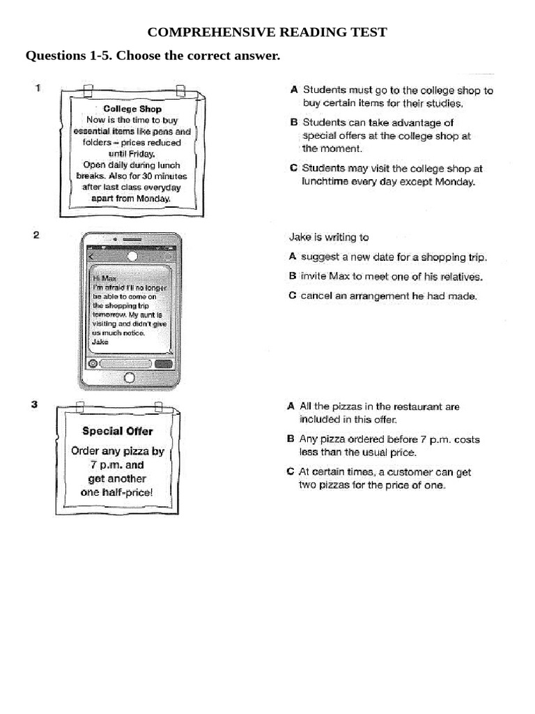 Comprehensive Reading Test | PDF