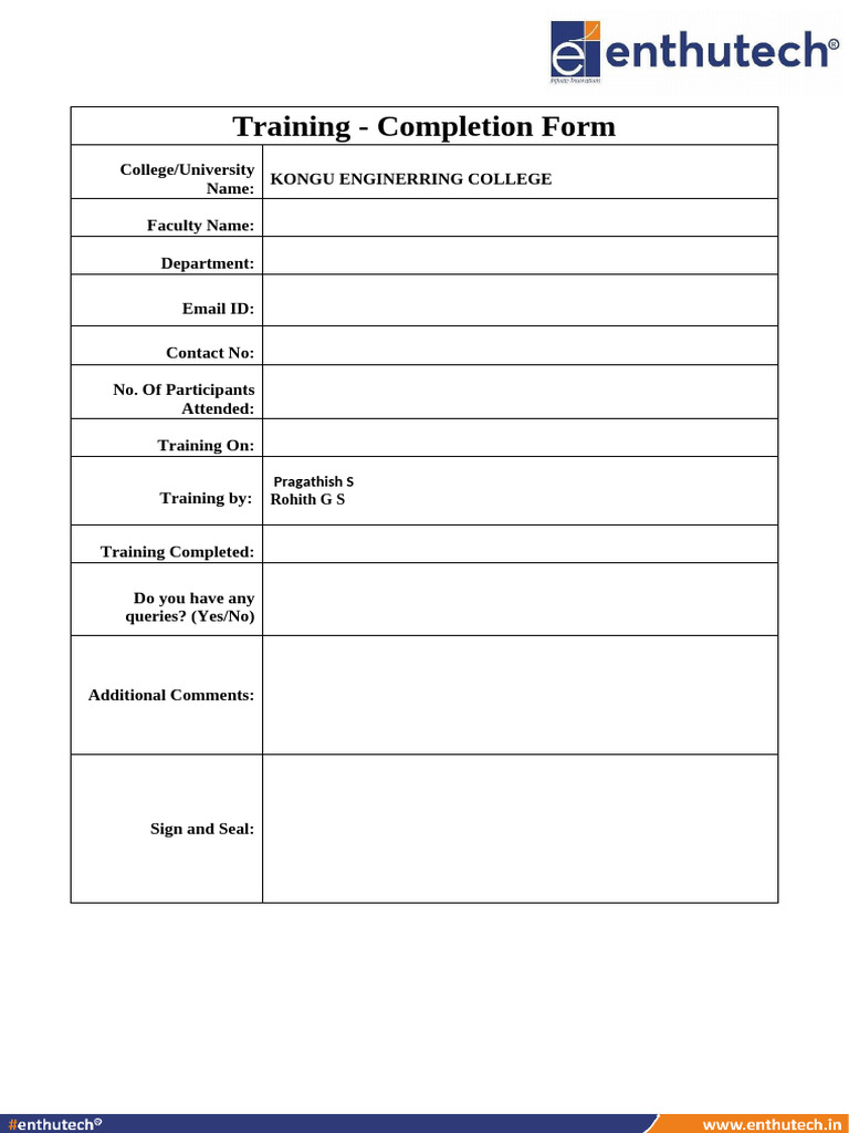 Completion Form -1 | PDF