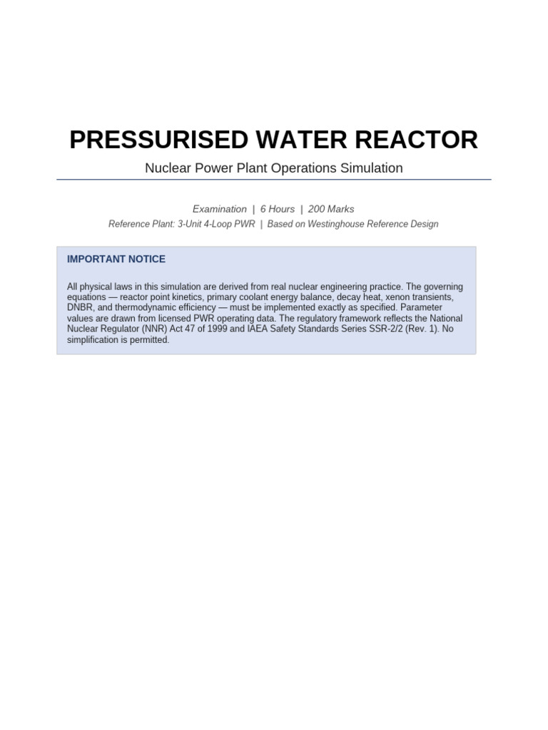 PWR Simulation Structured | PDF | Nuclear Reactor | Pressurized Water ...