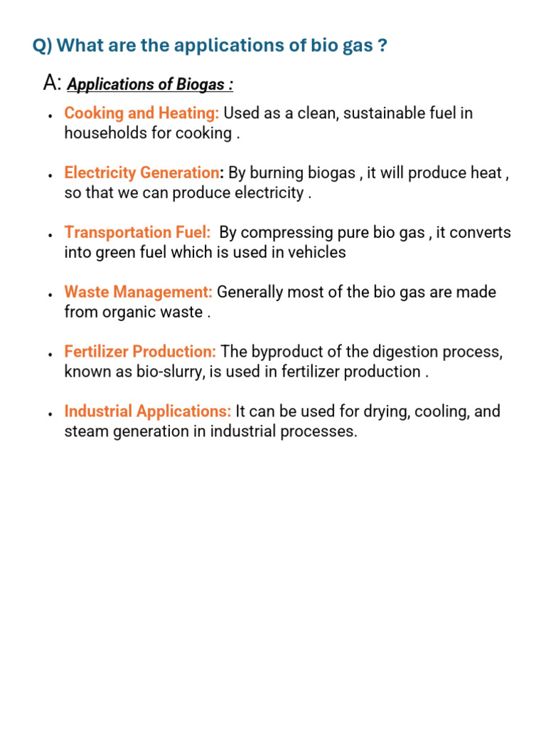 Applications of Biogas | PDF