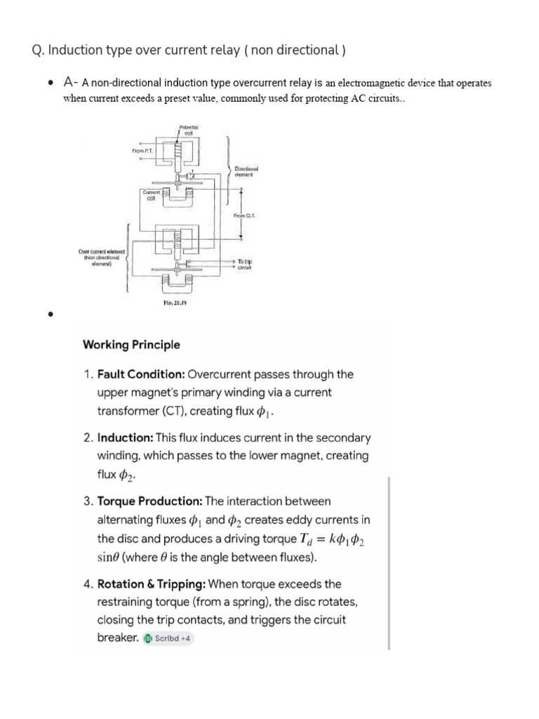 Induction Type Over Current Relay ( Non Directional ) | PDF