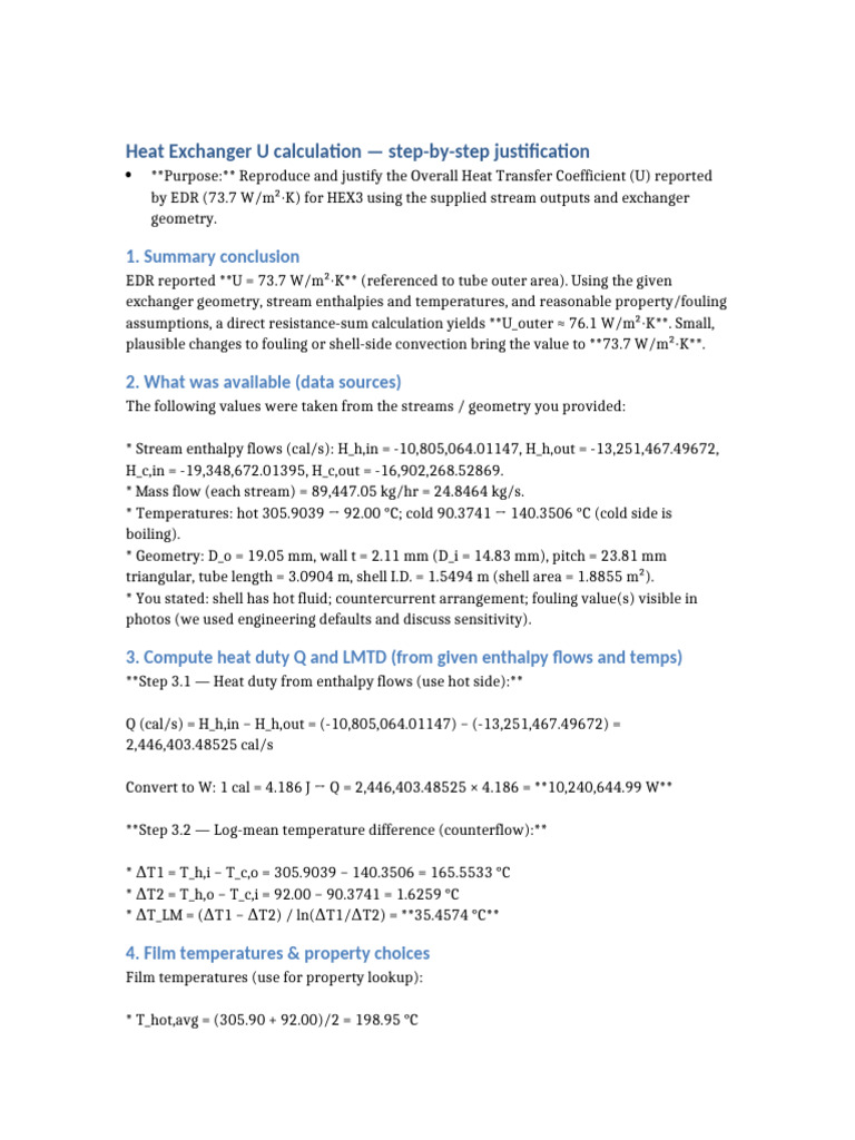 Heat_Exchanger_U_Calculation_Steps | PDF | Applied And ...