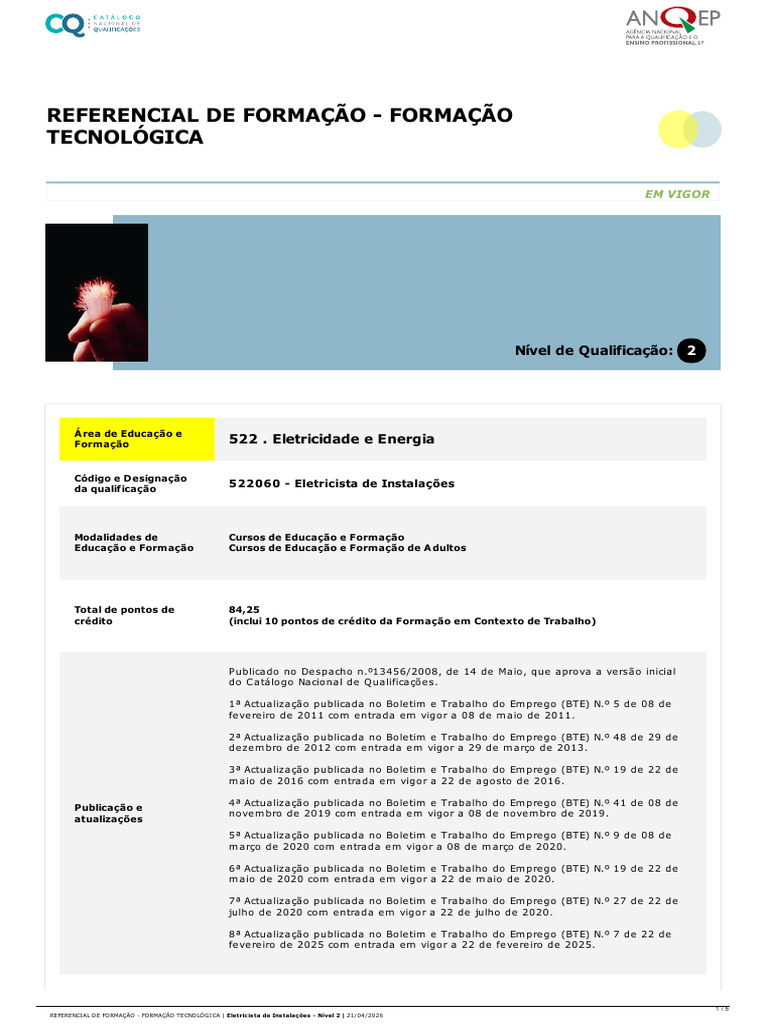 Referencial de Formação Tecnológica - TEC | PDF | Eletricidade ...