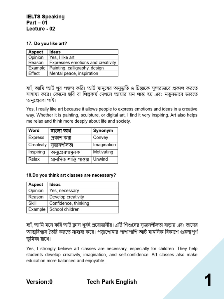 IELTS Speaking Lecture Sheet - 02 | PDF