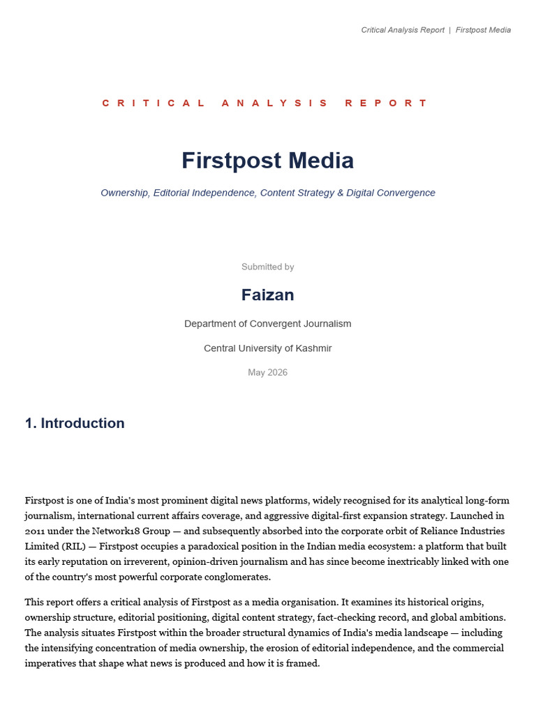 Firstpost Critical Analysis.docx 20260505 124450 0000 | PDF ...