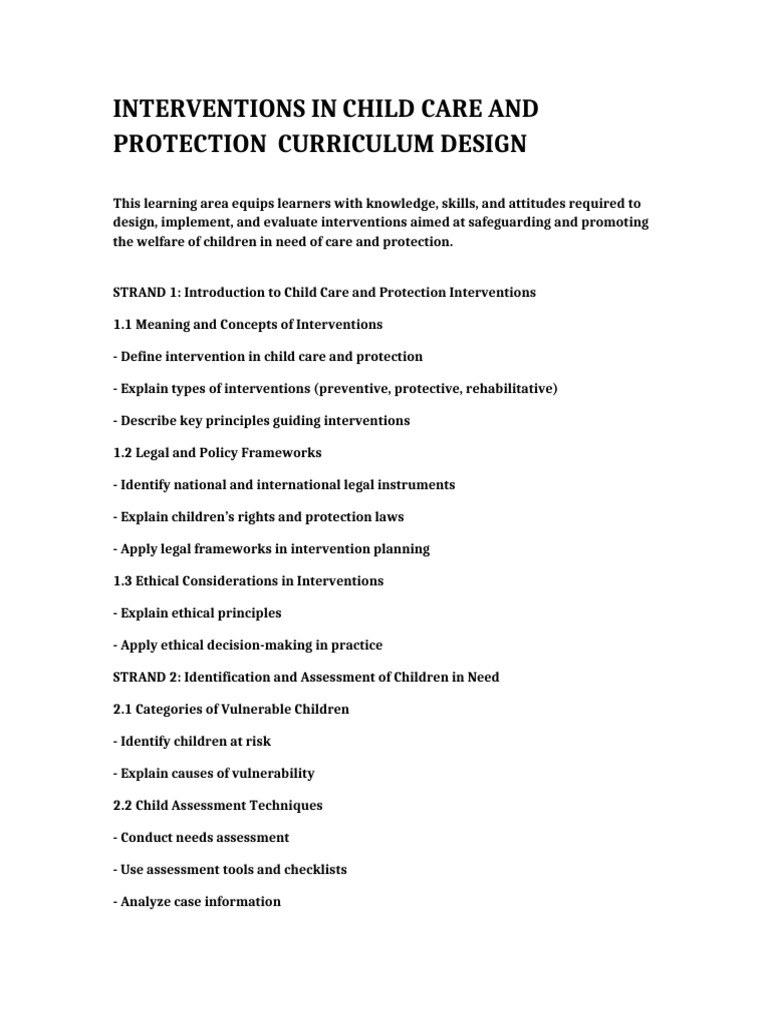 DCCP_Interventions_Curriculum | PDF | Child Protection | Evaluation