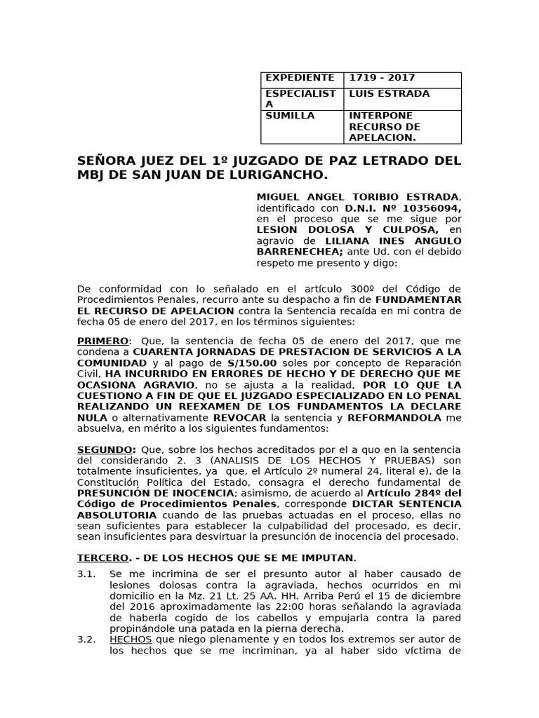 APELACION FALTAS | PDF | Sentencia (ley) | Ley procesal