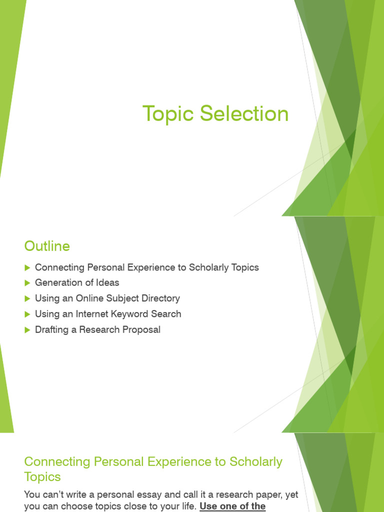 Lecture 6_Topic Selection | PDF | Dietitian | Index Term