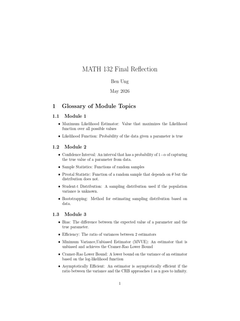 MATH 132 Final Reflection | PDF