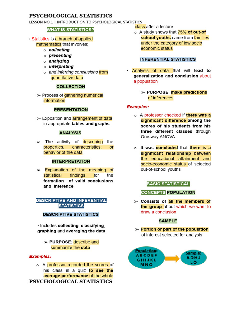 Lesson 1 Intro To Psych 1 | PDF | Sampling (Statistics) | Level Of ...