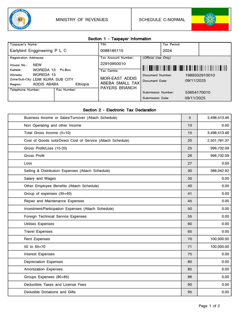 Annual c Normal Early | PDF | Expense | Income Tax