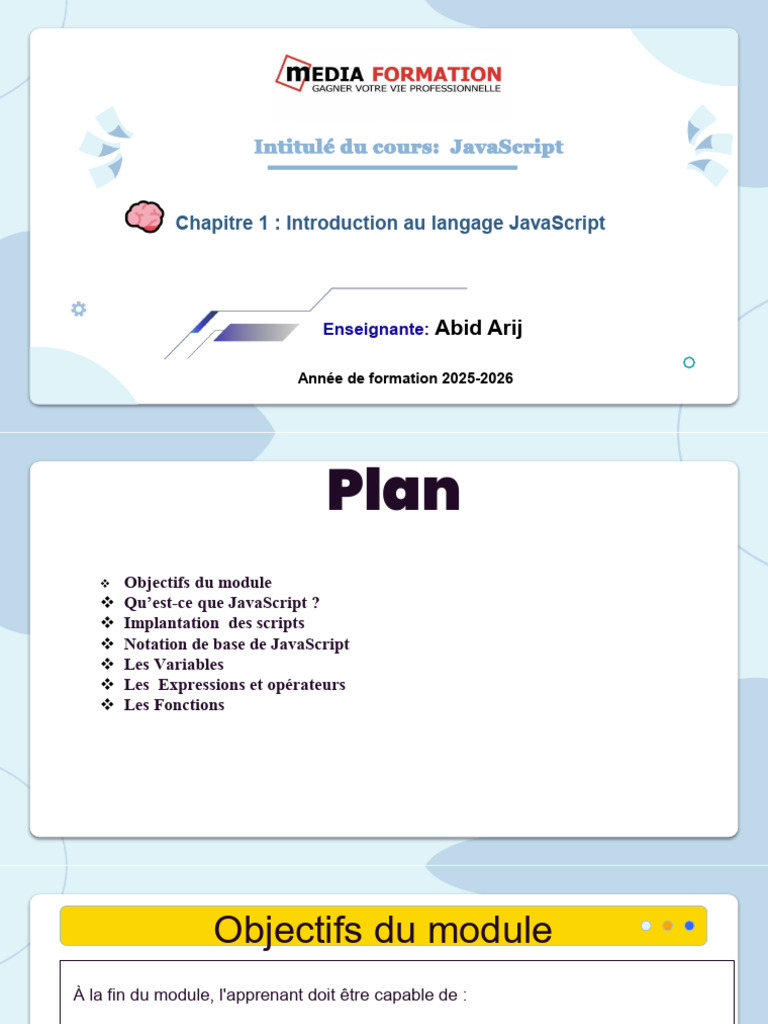 Chapitre 1 Introduction Au Langage JavaScript | PDF | JavaScript | Java ...