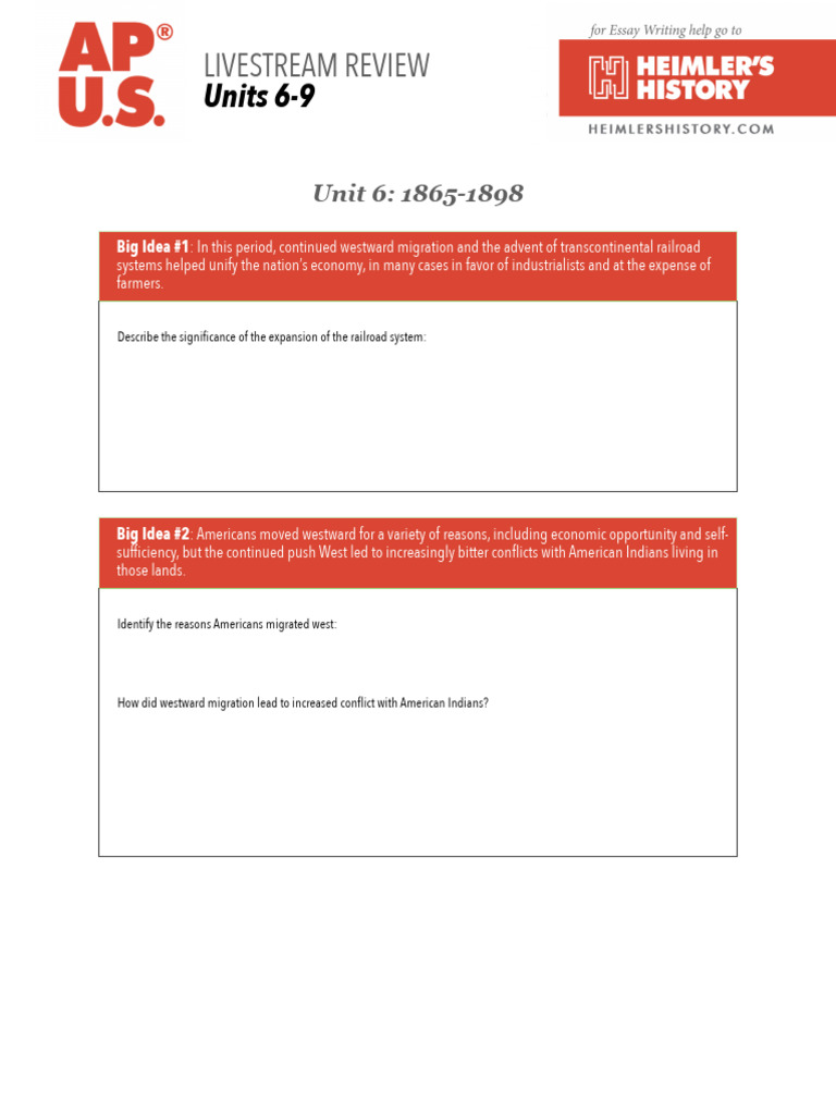 APUSH Livestream Student Notes Units 6-9 | PDF | Containment | The ...