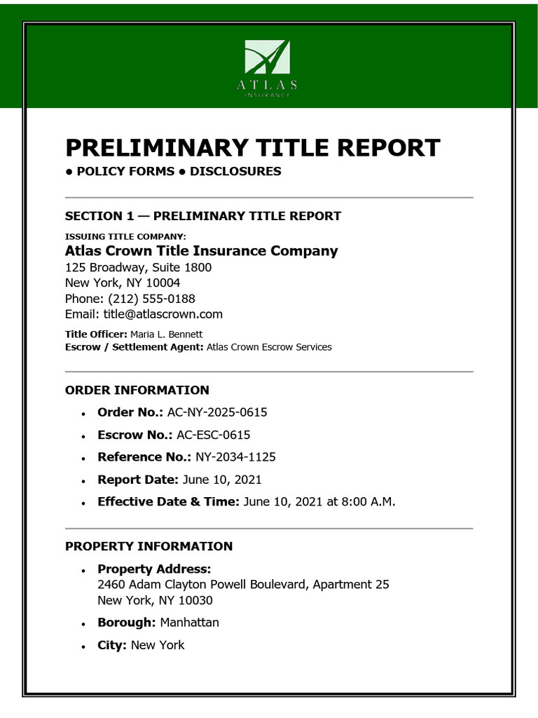 PRELIMINARY TITLE REPORT | PDF | Title Insurance | Insurance