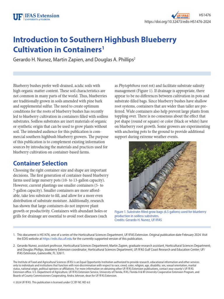Introduction to Southern Highbush Blueberry Cultiv | PDF | Hydroponics ...