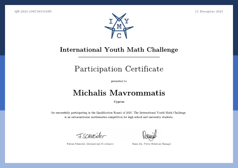 IYMC First Certificate | PDF