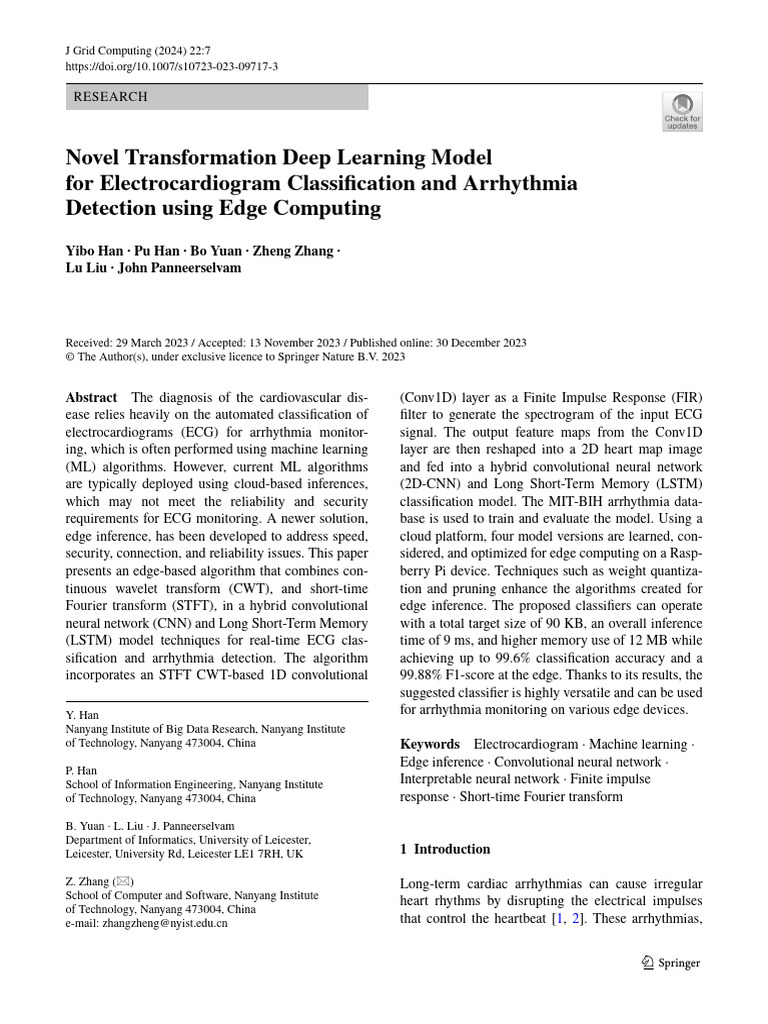 31 Novel Transformation Deep Learning Model For Electrocardiogram ...