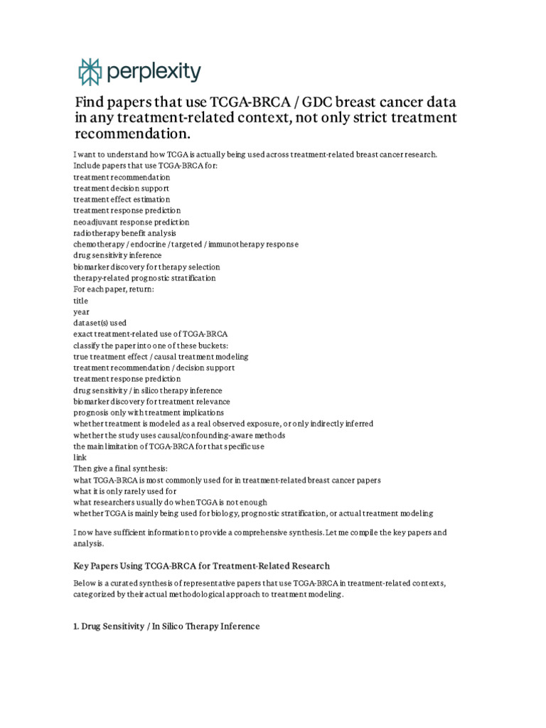 Find Papers That Use TCGA-BRCA _ GDC Breast Cancer | PDF | Cancer ...