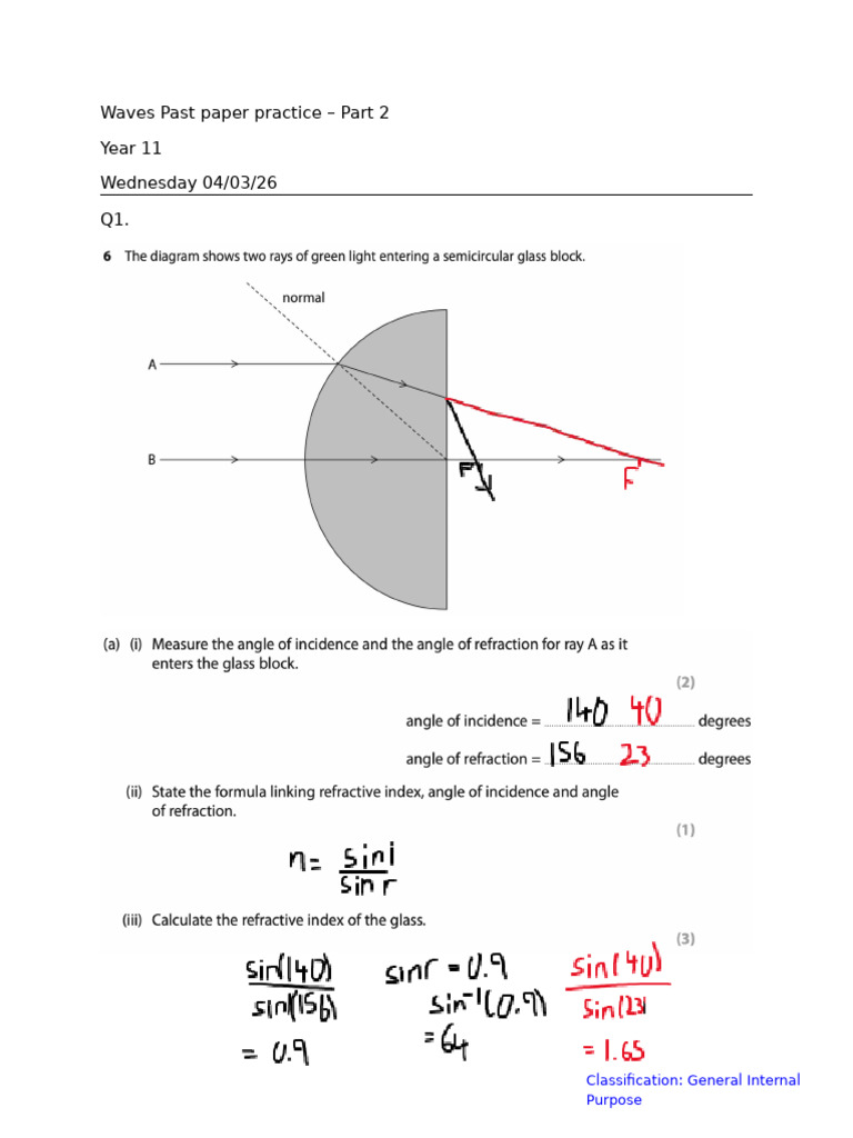 Waves Past Paper Practice | PDF